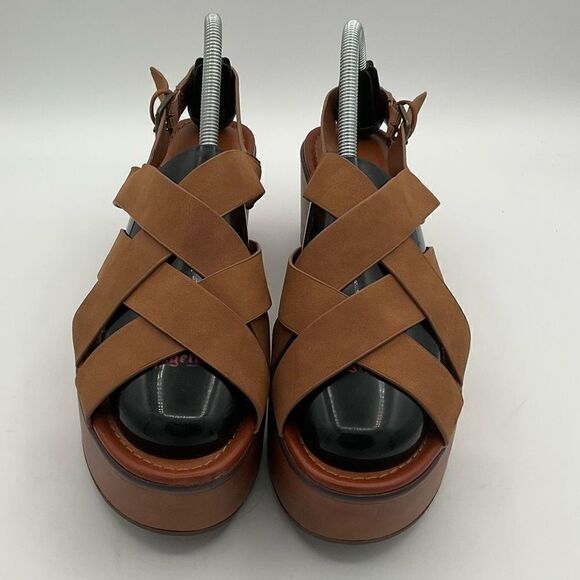 American Eagle Outfitters size 10M platform strappy sandals open toe camel brown - Picture 2 of 7